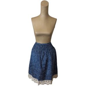 Sundance Silk Polka Dot Blue & White Circle Skirt Size 16